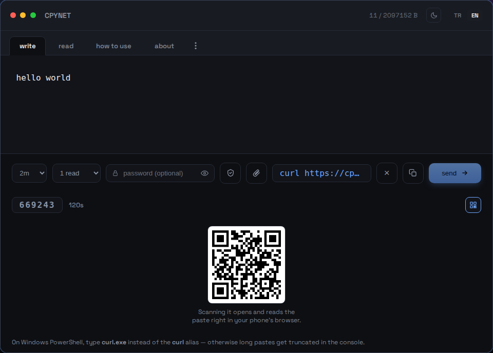 2. Share the code, link, or QR