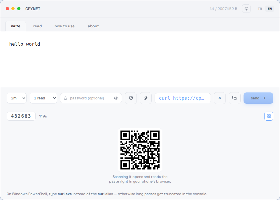 2. Share the code, link, or QR